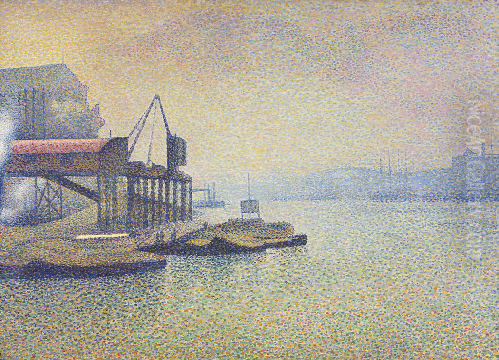 Thames Scene, the Elevator Oil Painting by Georges Lemmen