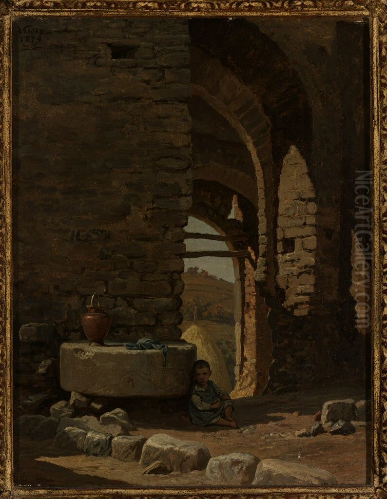 Pompeo, Monte Colognola Landscape Oil Painting by Elihu Vedder