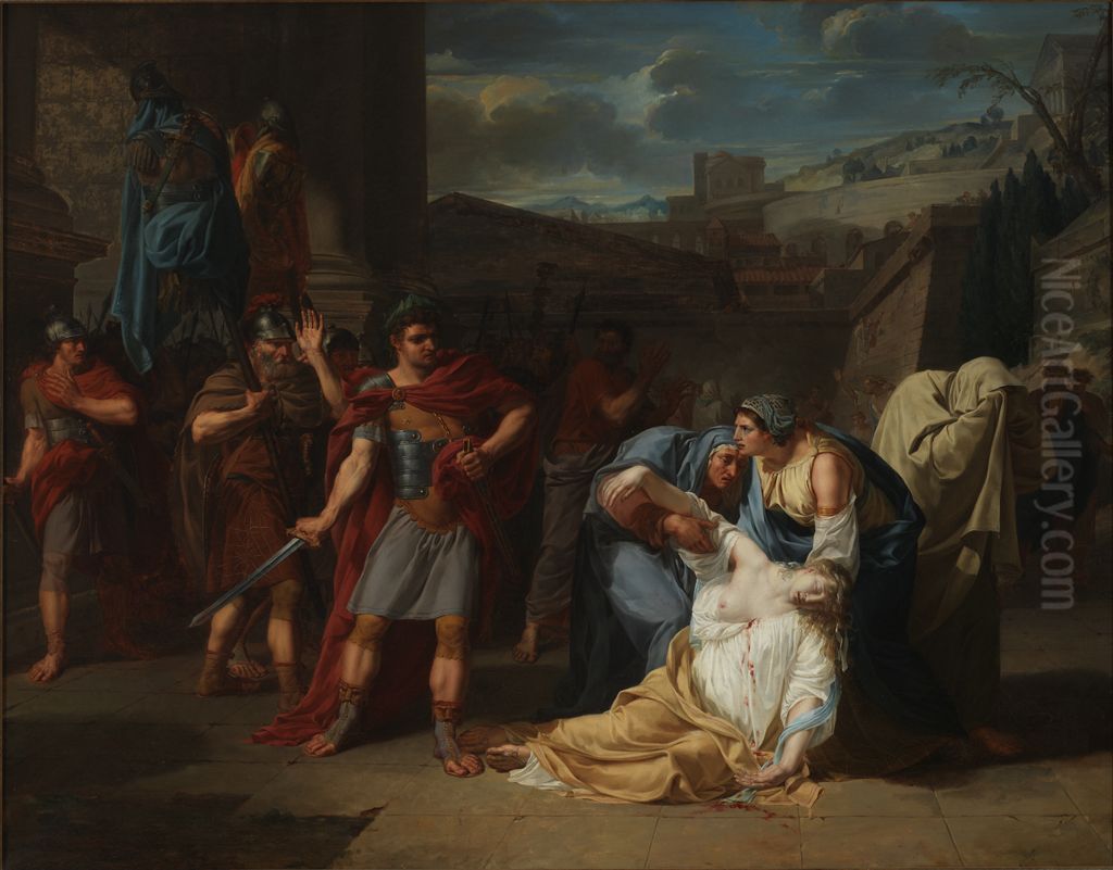 The Death of Camilla Oil Painting by Guillaume Guillon-Lethiere