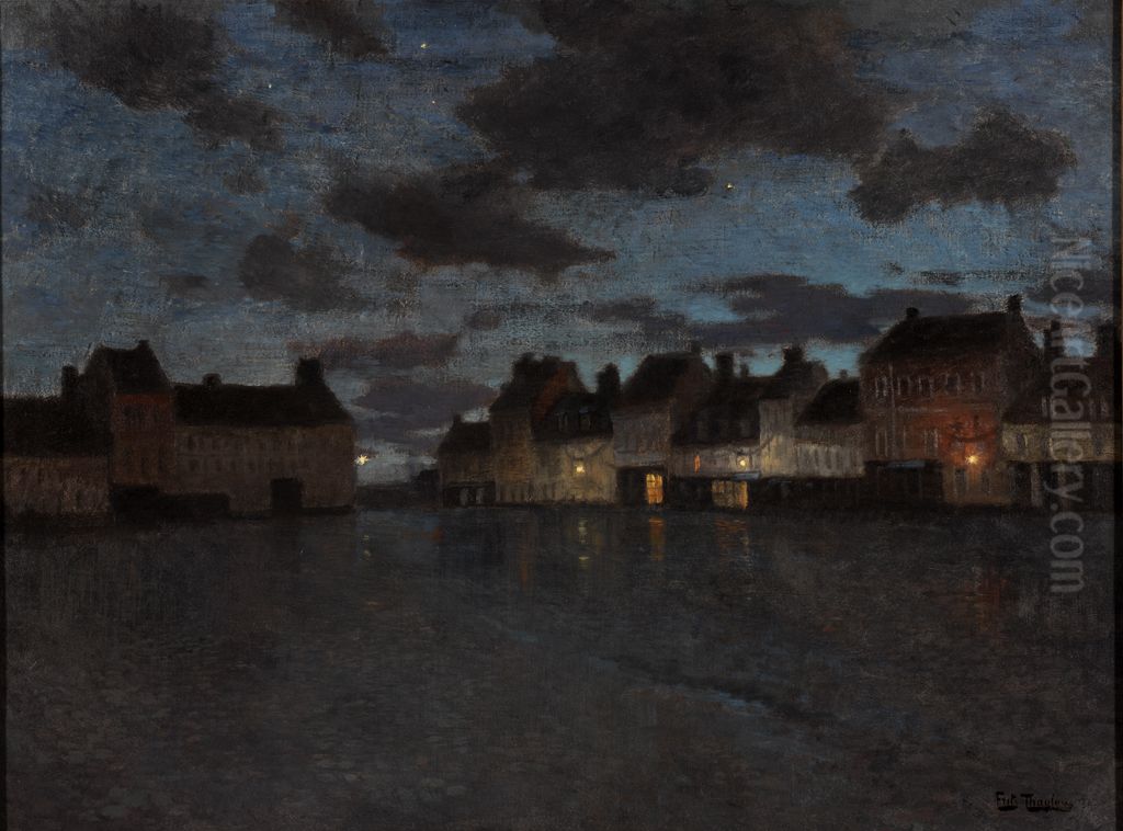 The Main Square, Montreuil (La Grande Place, Montreuil) Oil Painting by Frits Thaulow