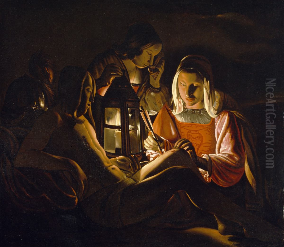 Saint Sebastian Nursed by Saint Irene Oil Painting by Georges de La Tour