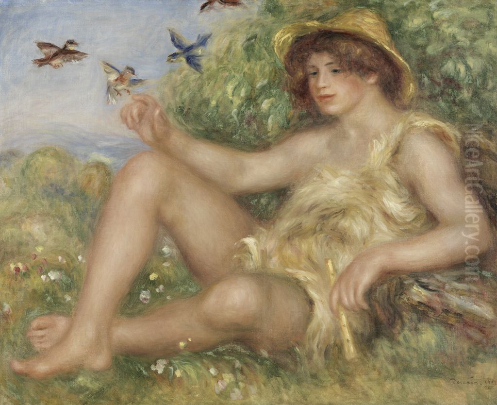 Young Shepherd in Repose (Portrait of Alexander Thurneyssen) Oil Painting by Pierre Auguste Renoir