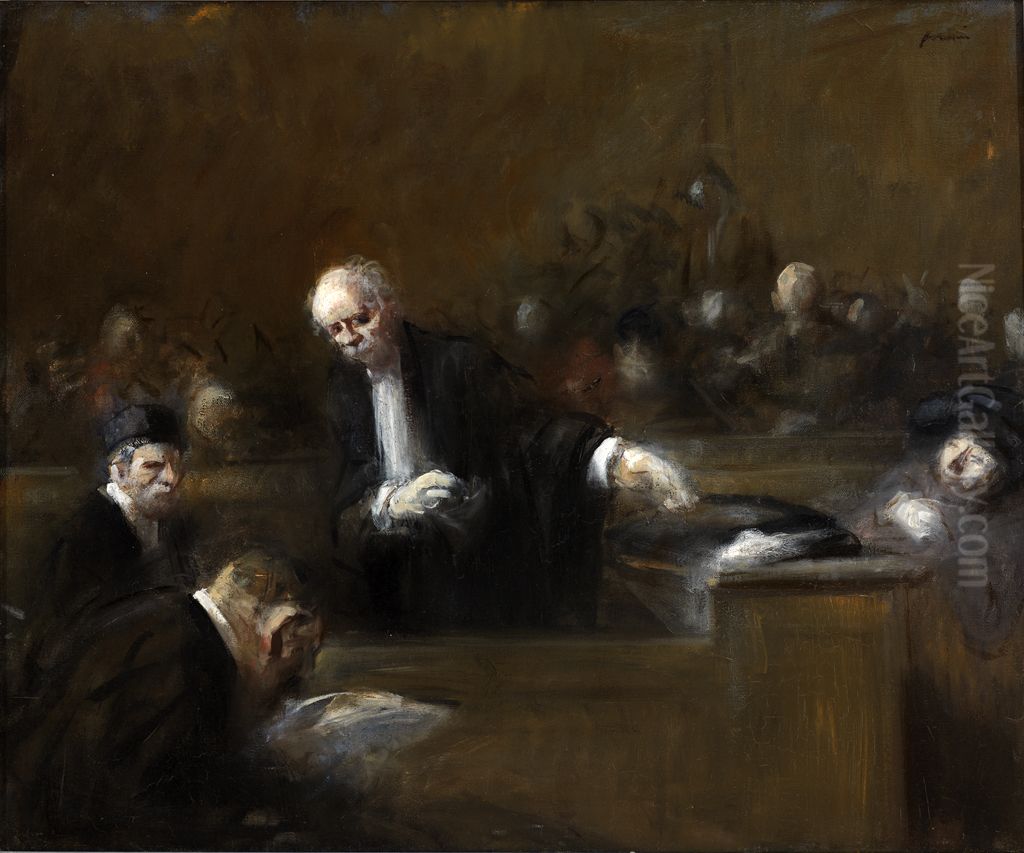 Courtroom Scene Oil Painting by Jean-Louis Forain