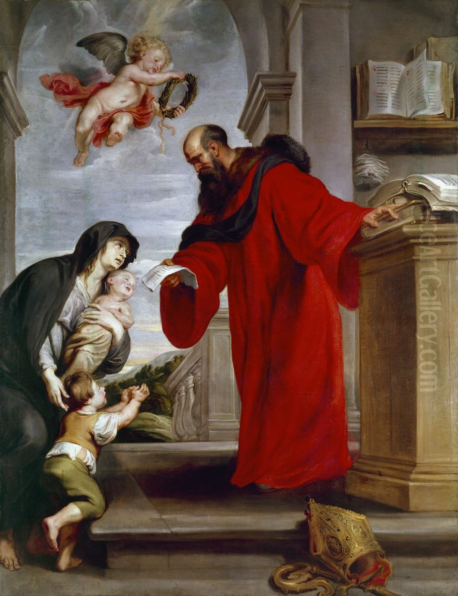 Saint Ives of Treguier, Patron of Lawyers, Defender of  Widows and Orphans Oil Painting by (studio of) Rubens, Peter Paul