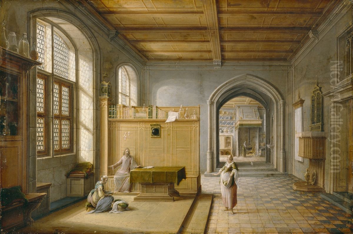 Christ in the House of Martha and Mary Oil Painting by Hendrik van Steenwijk II
