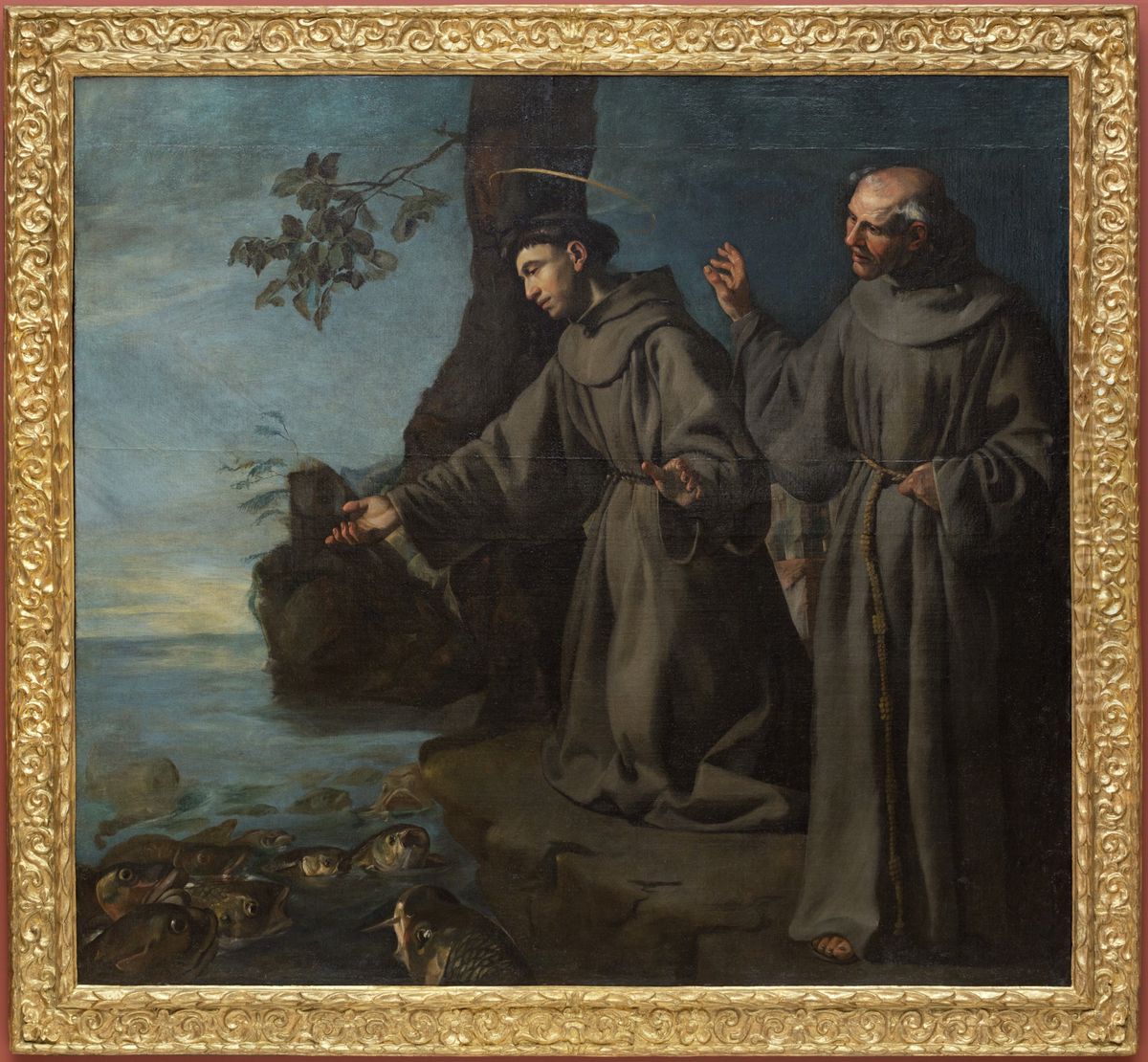 St. Anthony Preaching to the Fishes Oil Painting by Francisco Herrera The Elder