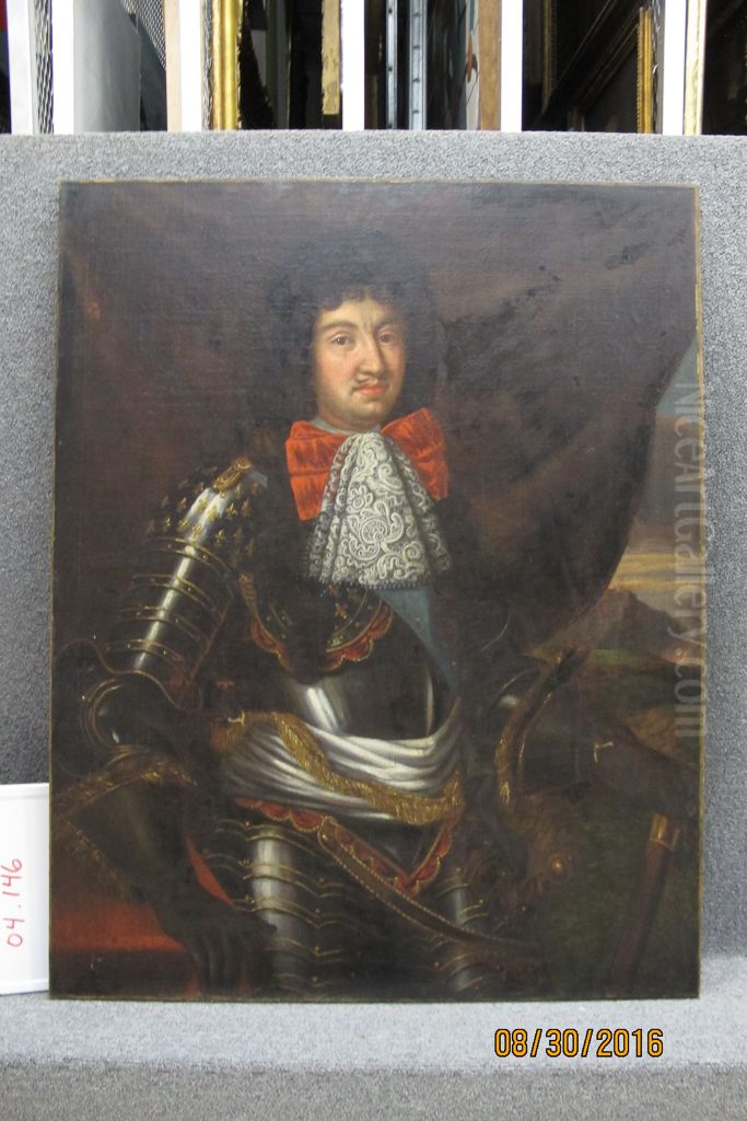 Portrait of a Man in Armor Oil Painting by Nicolas de Largilliere