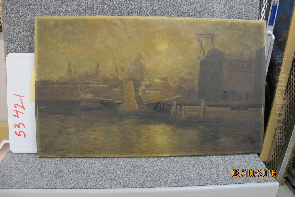 Providence Harbor Oil Painting by George William Whitaker