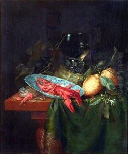 Stilleben mit Romer, Krebsen und Zitronen
