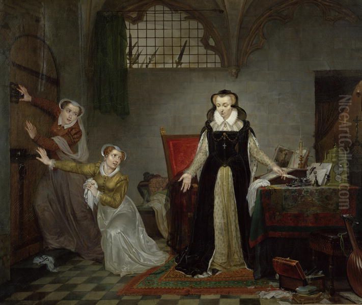 Marie Stuart au moment ou l'on vient la chercher pour aller a la mort Oil Painting by Philippe-Jacques van Bree