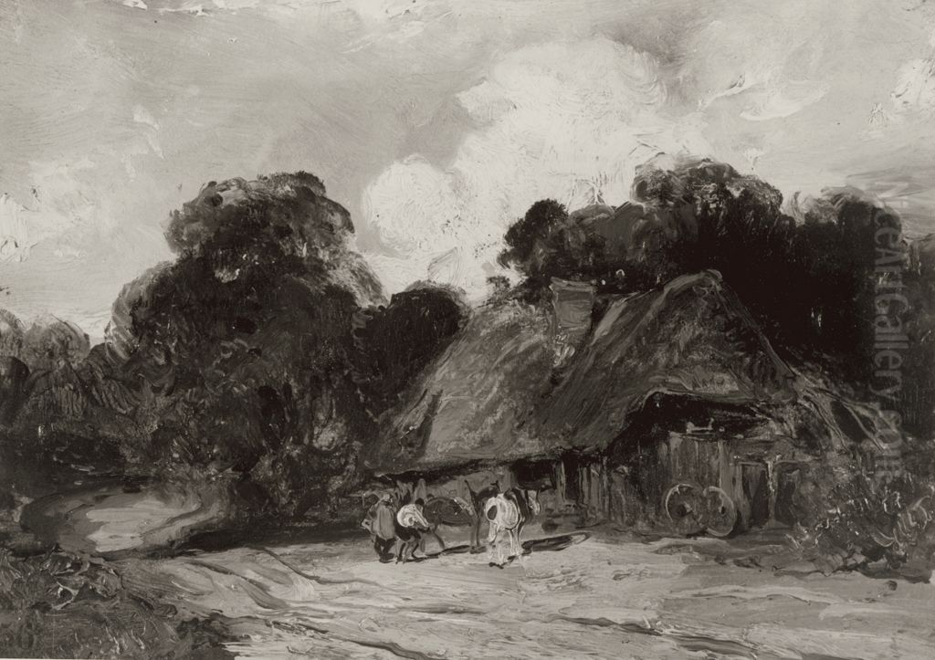 Farm Scene Oil Painting by William Morris Hunt