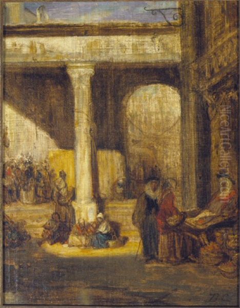 Bazaar in Cairo Oil Painting by Alexandre-Gabriel Decamps