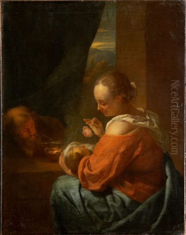 Die Heilige Familie Oil Painting by Godfried Schalcken