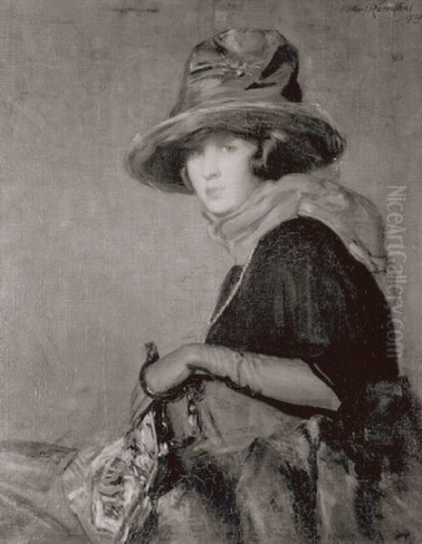 The Blue Hat Oil Painting by Albert Rosenthal