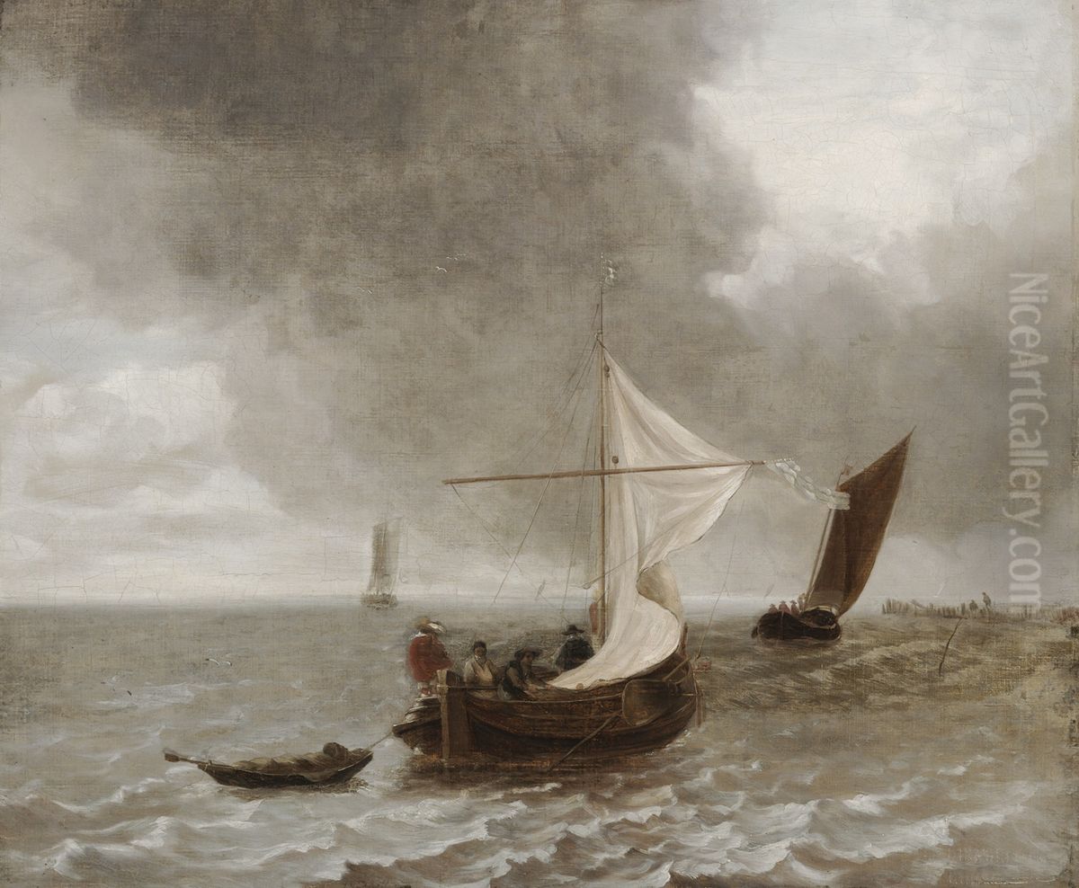 Sailboats in a Breeze Oil Painting by Jan Van De Cappelle