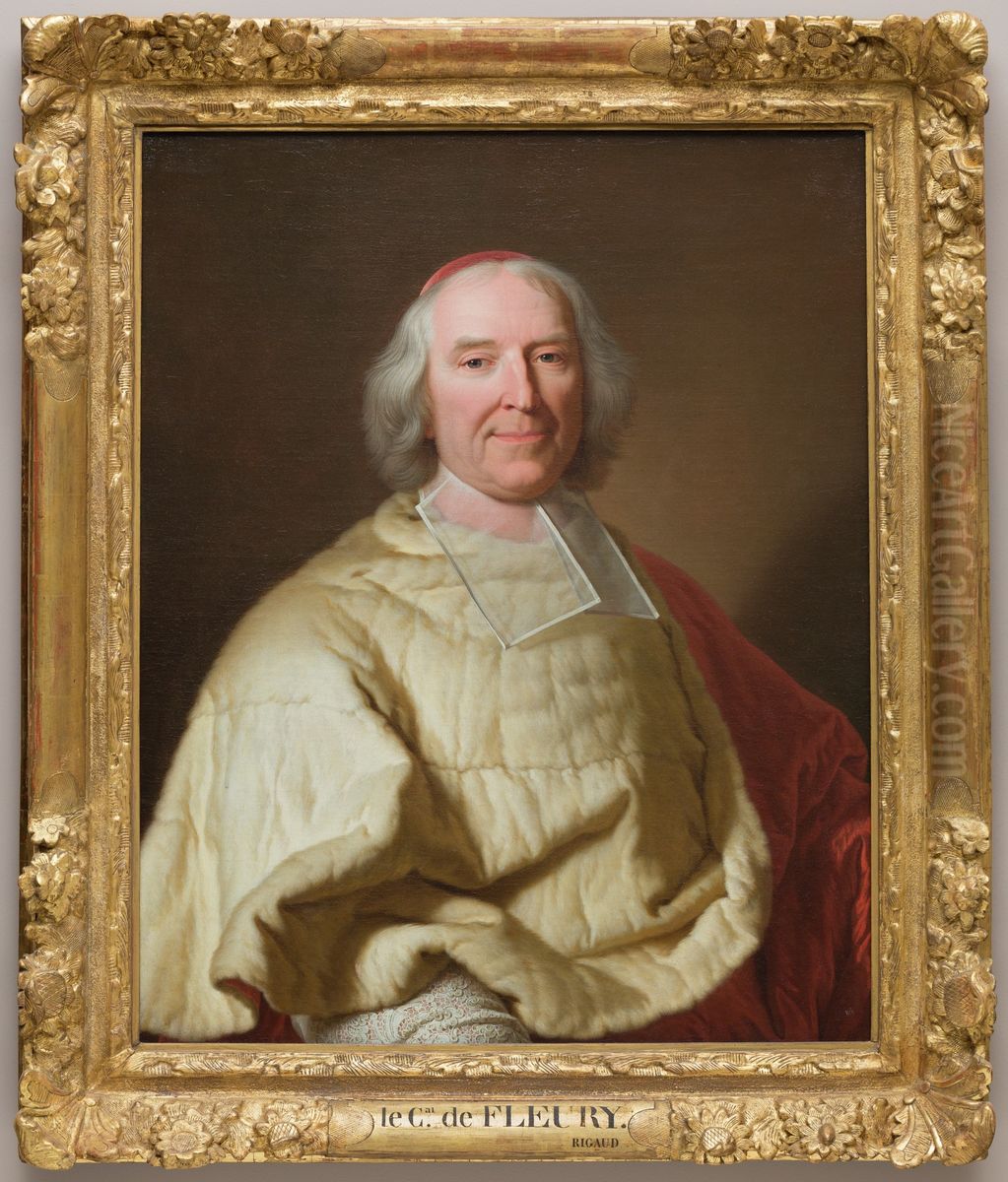 Cardinal Andre Hercule de Fleury  1653-1743 Oil Painting by Hyacinthe Rigaud