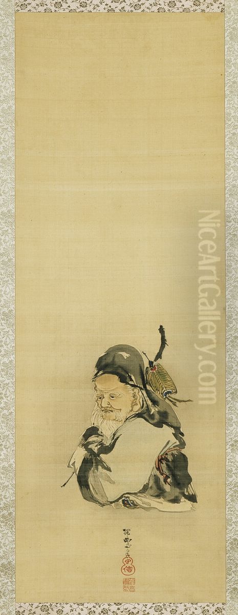 Buddhist Sage Oil Painting by Kishi Ganku