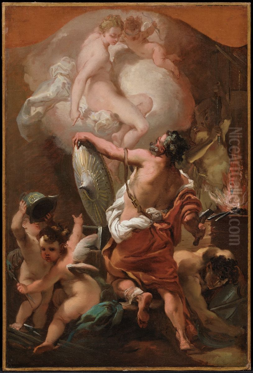 Venus Ordering Armor for Aeneas at Vulcan's Forge Oil Painting by Gaetano Gandolfi