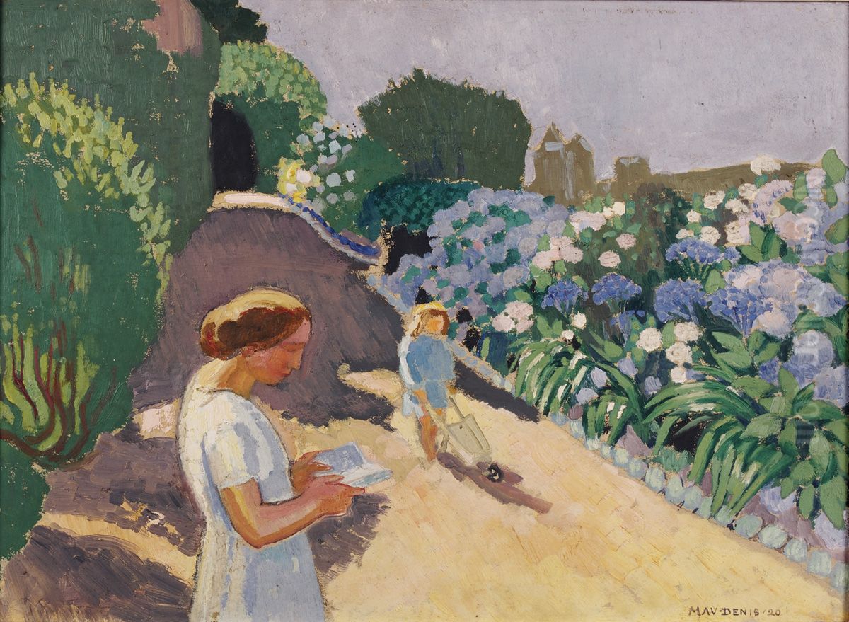 Malon et les hortensias Oil Painting by Maurice Denis