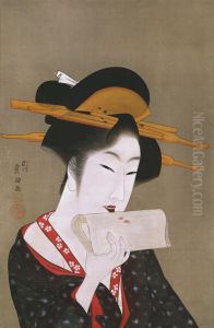 Beauty Blotting Her Lip Rouge