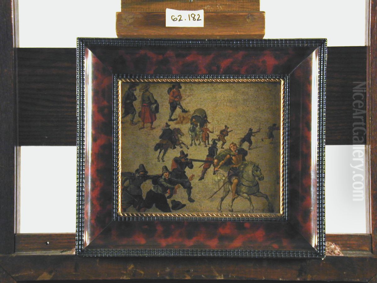 Soldiers and Peasants Oil Painting by Sebastiaen Vrancx