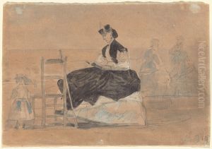 Woman in a Crinoline on the Beach of Trouville