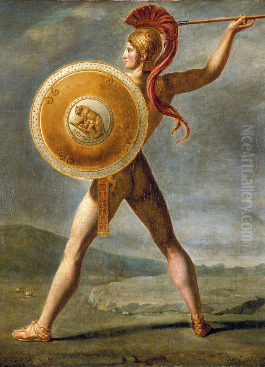Roman Warrior Oil Painting by Jacques-Louis David