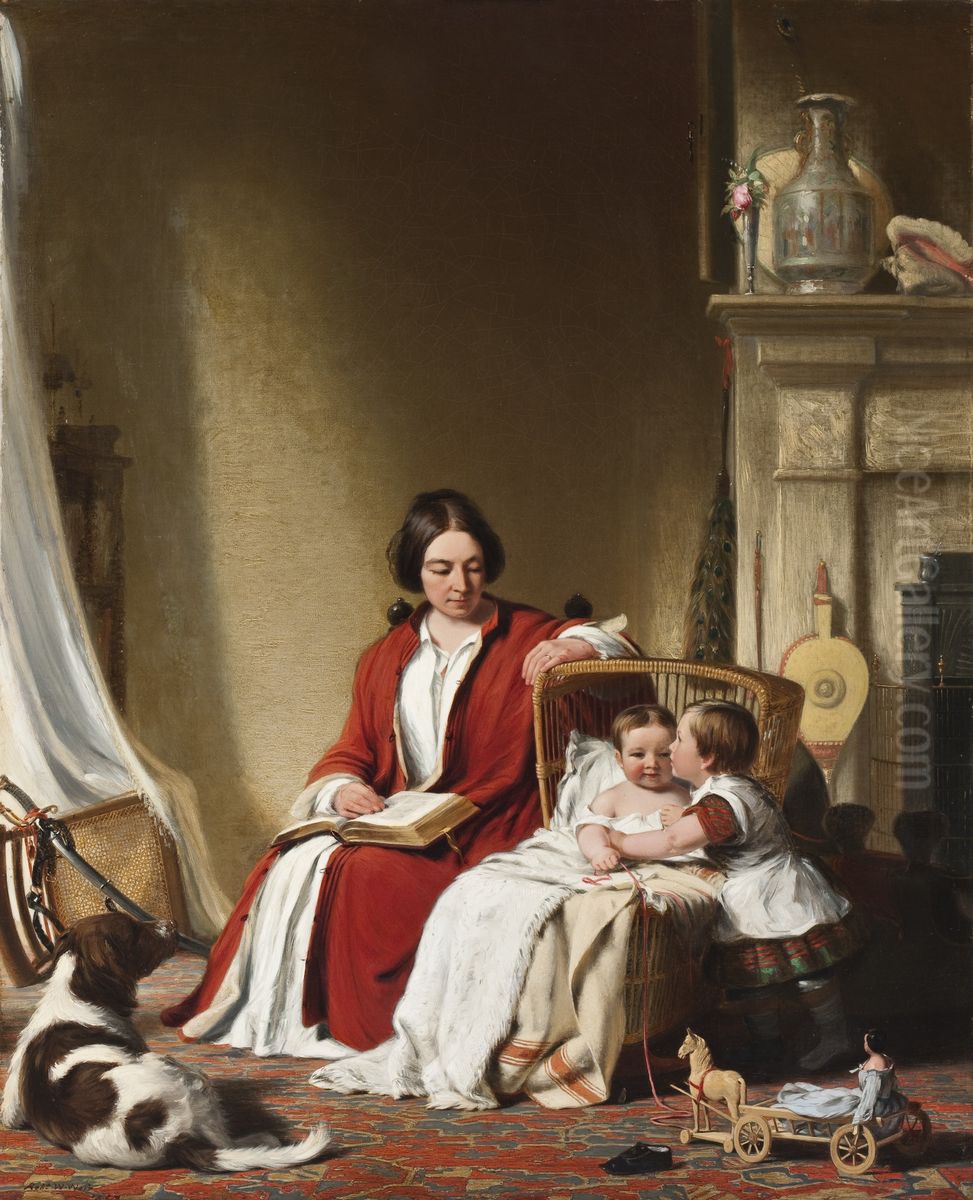 Mrs. Bradford Ripley Alden and her Children Oil Painting by Robert Walter Weir