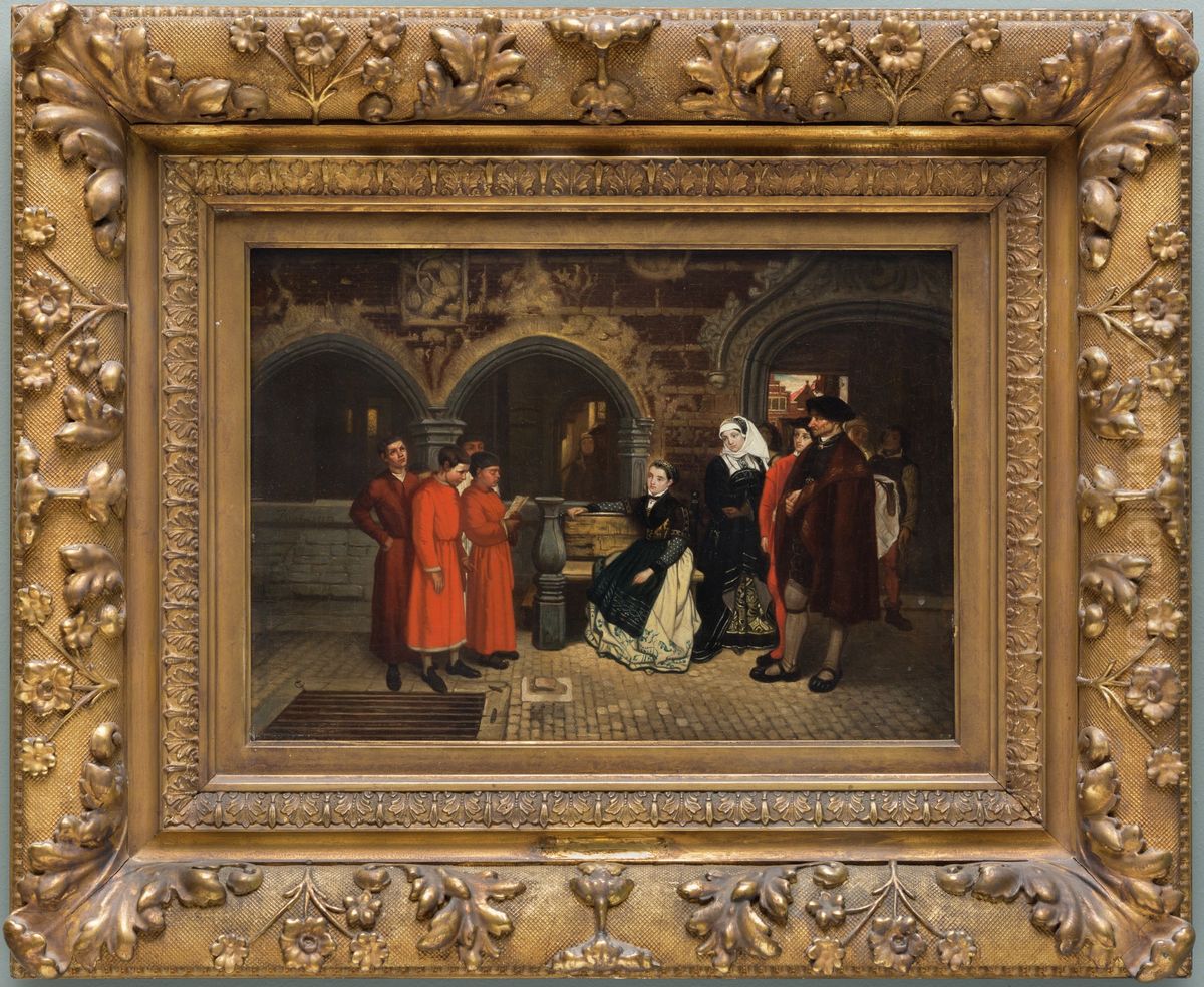 Martin Luther Singing in the Streets of Eisenach Oil Painting by Jan August Hendrik Leys