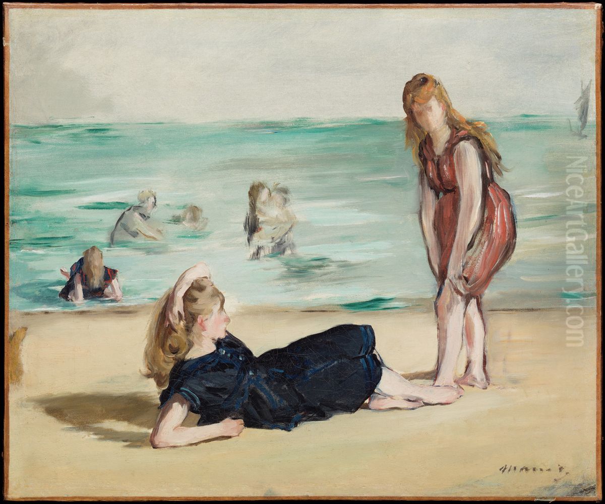 On the Beach Oil Painting by Edouard Manet