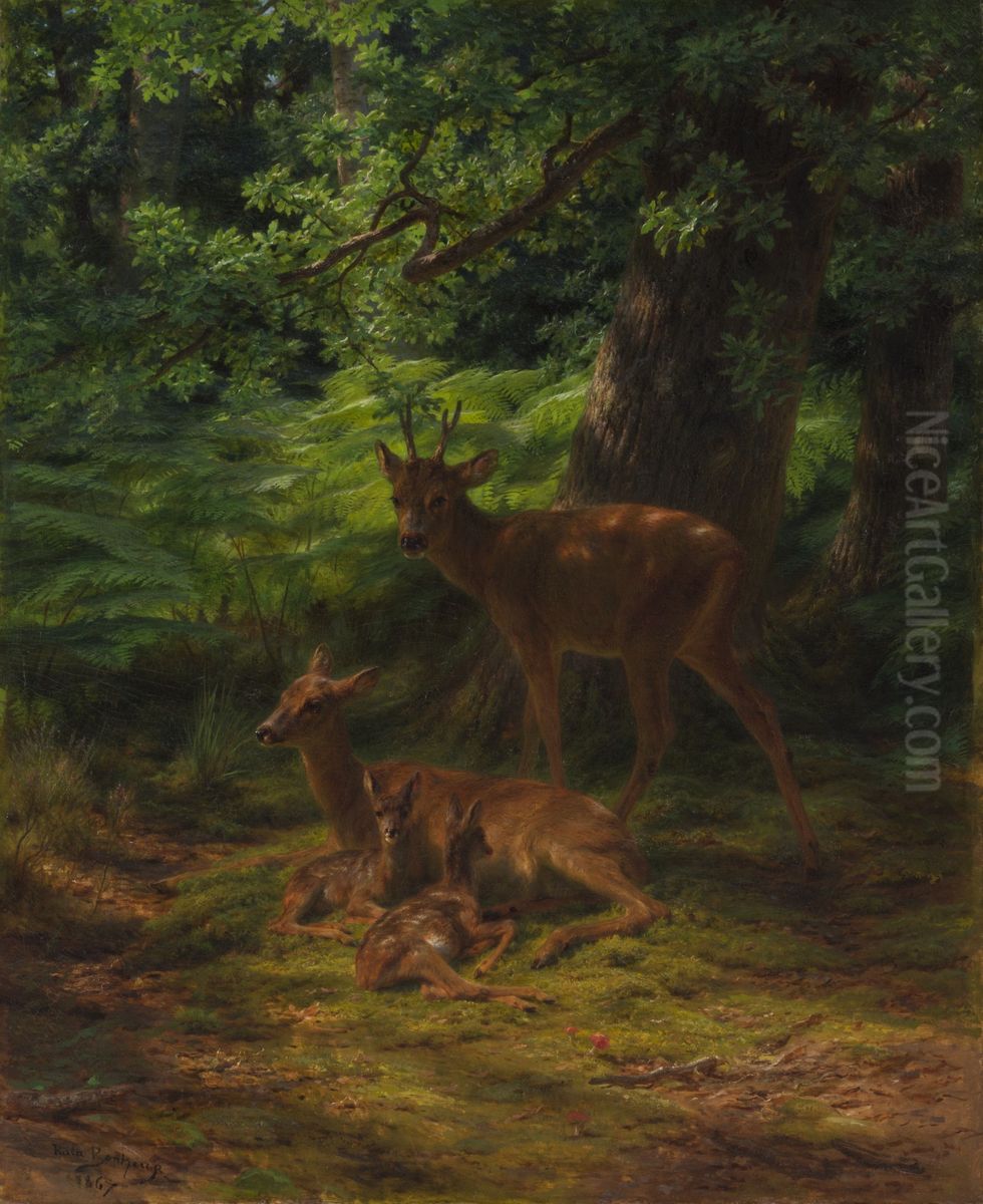 Deer in Repose Oil Painting by Rosa Bonheur