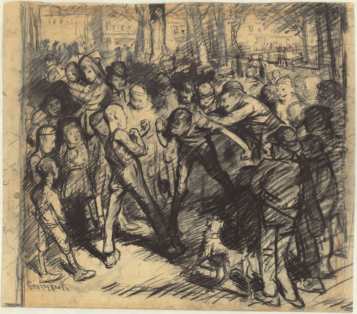 Street Fight [recto] Oil Painting by George Wesley Bellows