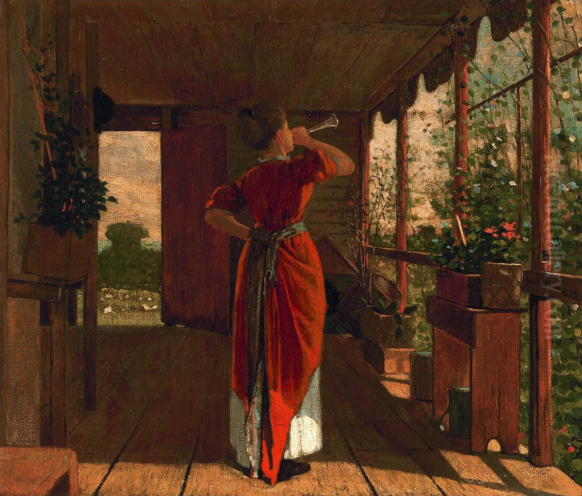The Dinner Horn Oil Painting by Winslow Homer