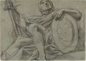 Seated Warrior Holding a Sword and Shield [recto]