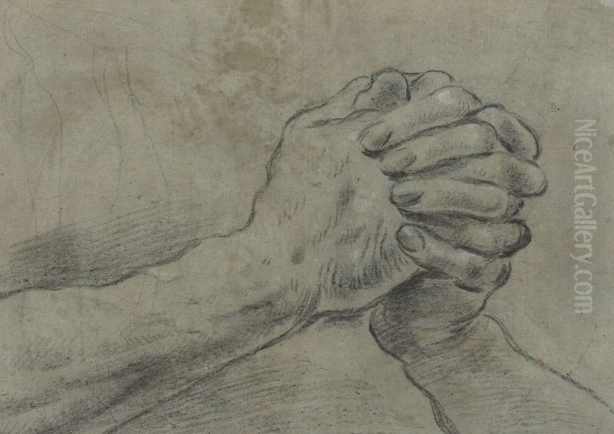 Clasped Hands [verso] Oil Painting by Giacomo Cavedone