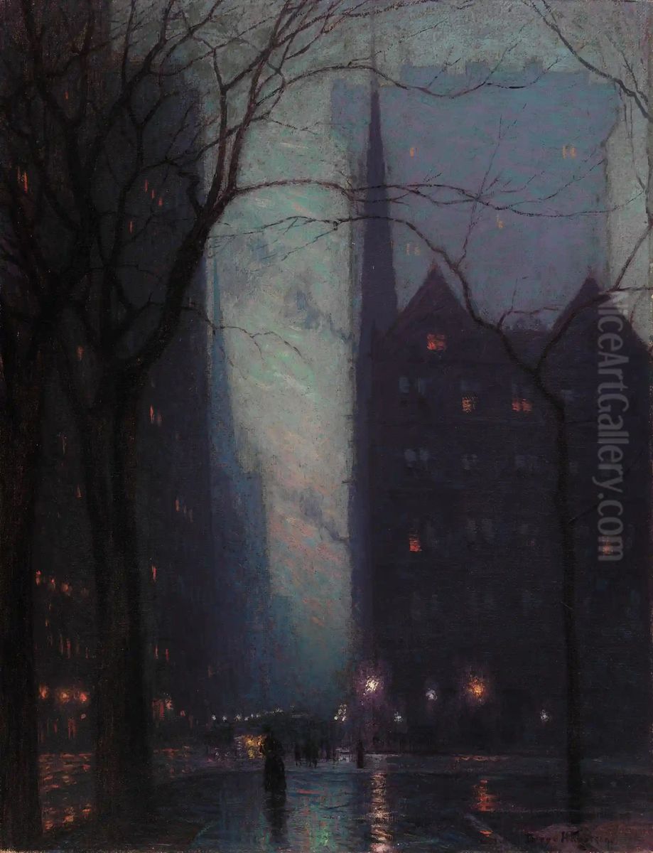 Fifth Avenue at Twilight Oil Painting by L. Birge Harrison