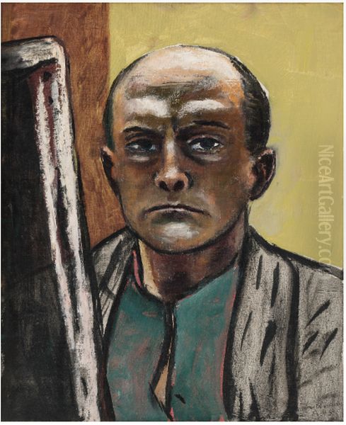 Selbstbildnis in Olive und Braun Oil Painting by Max Beckmann