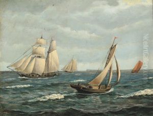 Seascape with sailing boats. Seascape with sailing boats.
