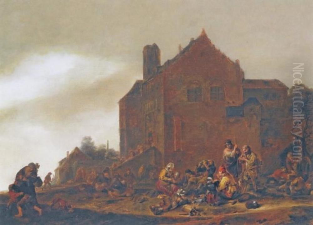 Feeding the beggars Oil Painting by Philips Wouwerman