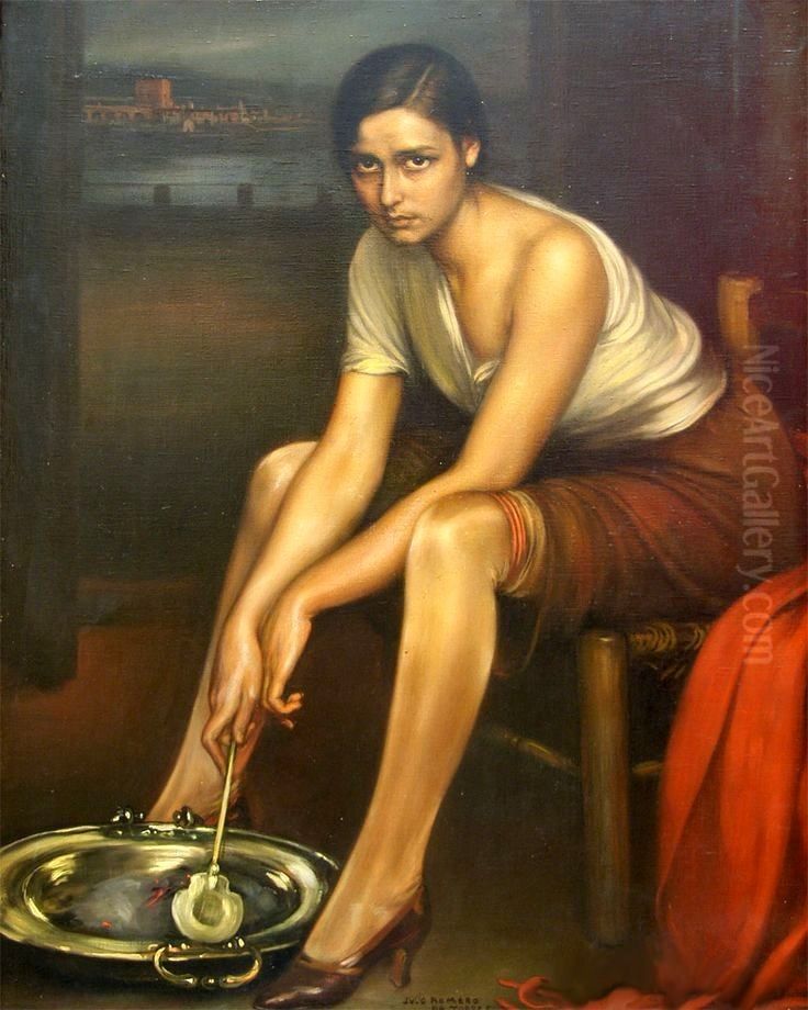 La chiquita piconera Oil Painting by Julio Romero De Torres