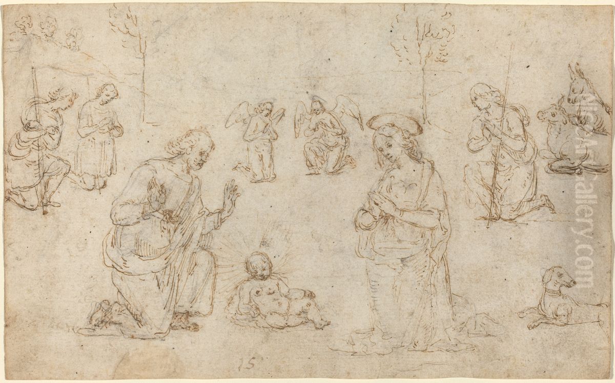 The Adoration of the Shepherds Oil Painting by Pietro Vannucci Perugino
