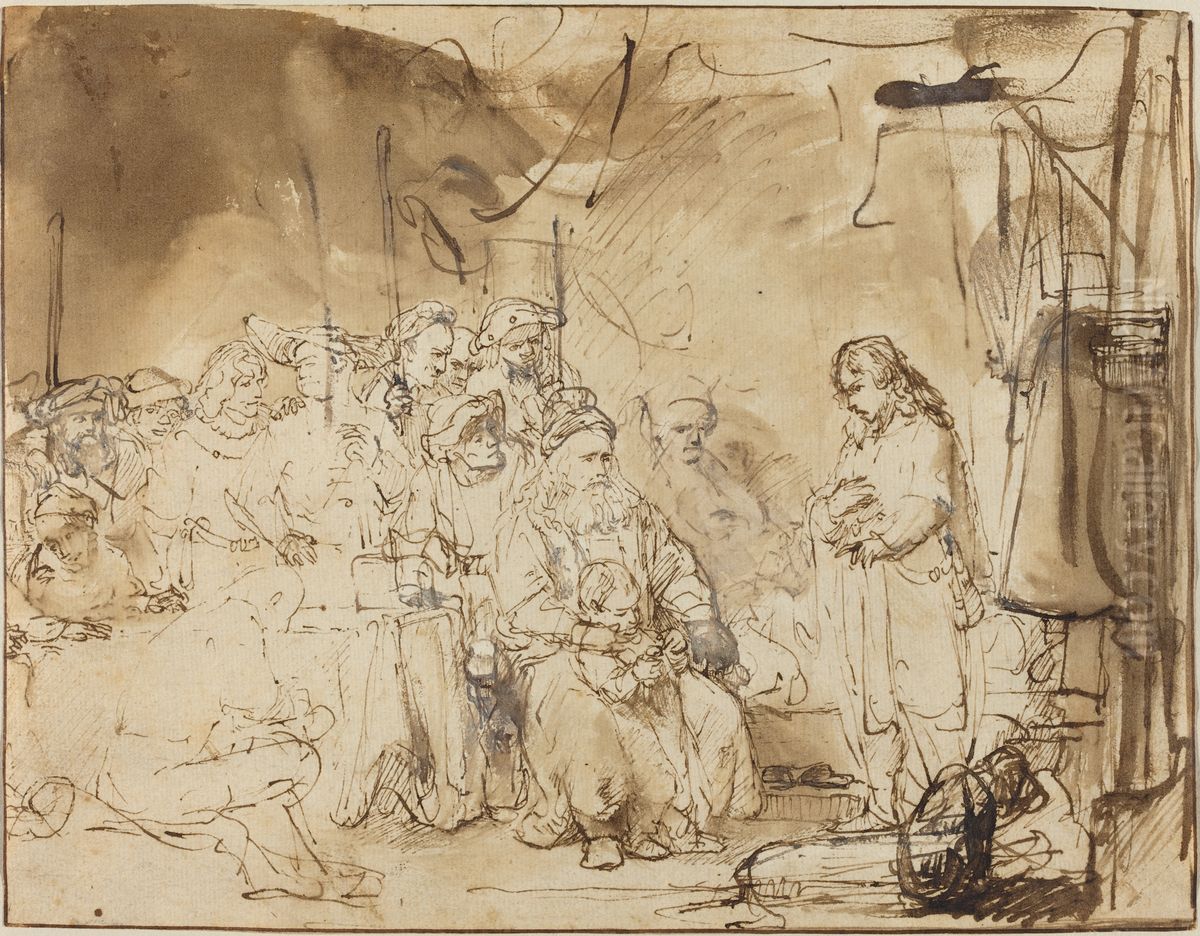 Joseph Recounting His Dreams Oil Painting by Rembrandt