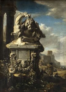 Groupe sculpte dans un paysage italien