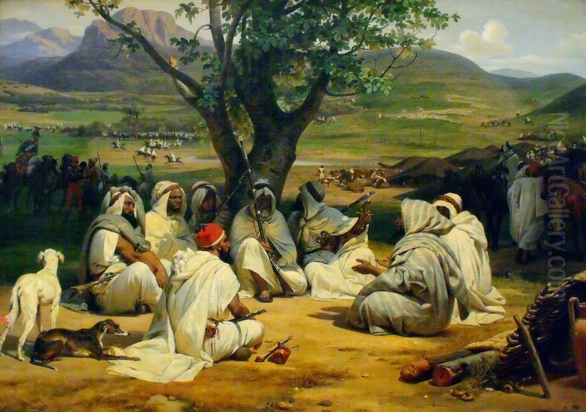 Arab Chieftains in Council (The Negotiator) Oil Painting by Horace Vernet