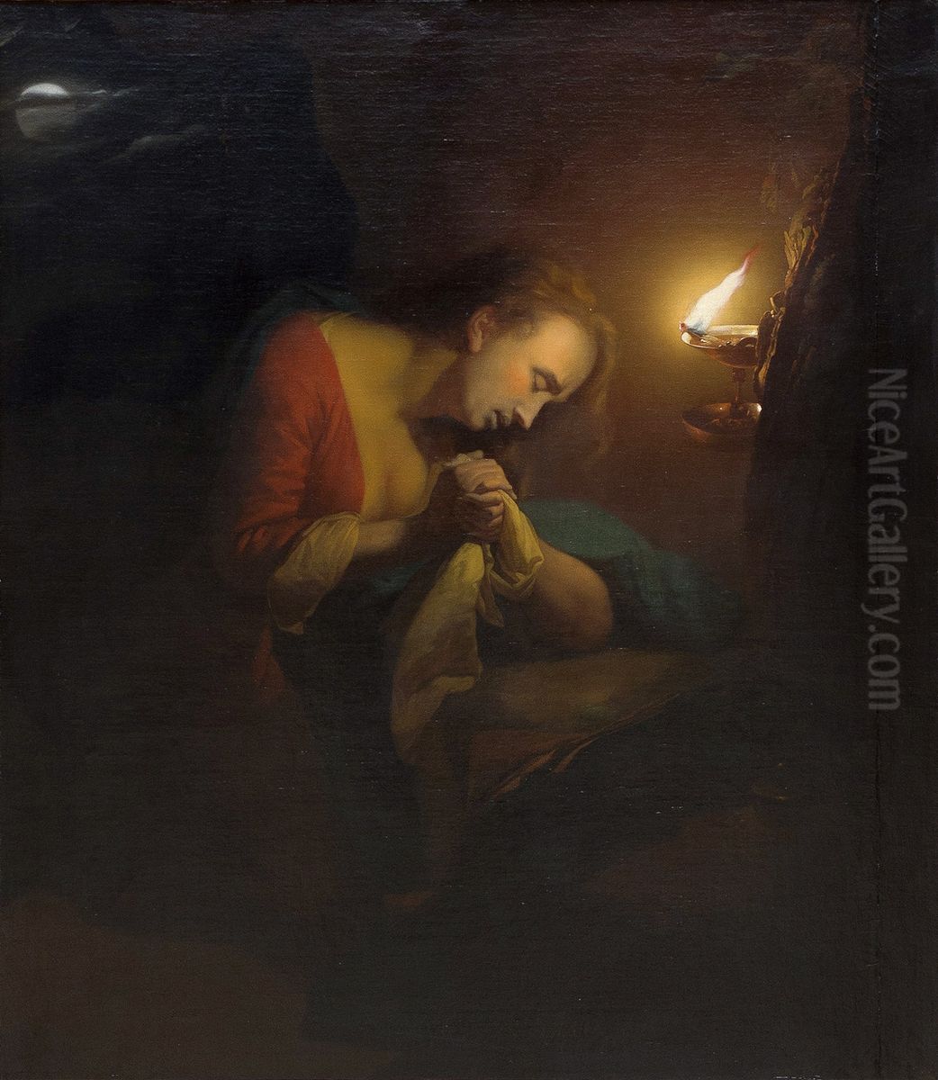 Penitent Magdelene by Candlelight Oil Painting by Godfried Schalcken