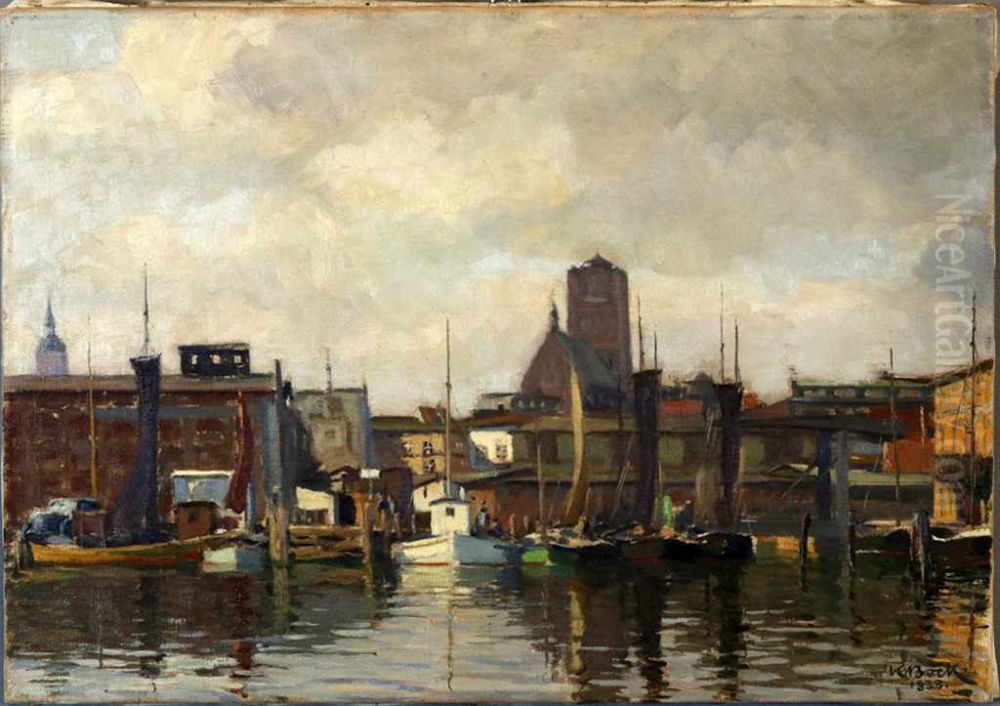 Sommertag im Hafen von Stralsund 1938 Oil Painting by Karl Bock