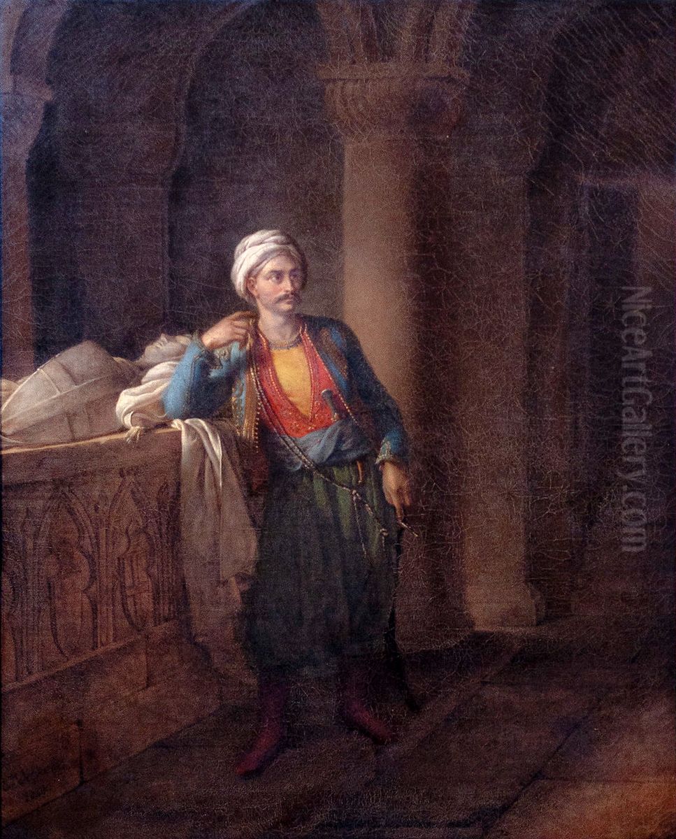 Maleck-Adhel attendant Mathilde au tombeau de Josselin de Montmorency Oil Painting by Eugenie Servieres