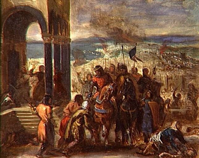 La Prise de Constantinople par les Croises Oil Painting by Eugene Delacroix