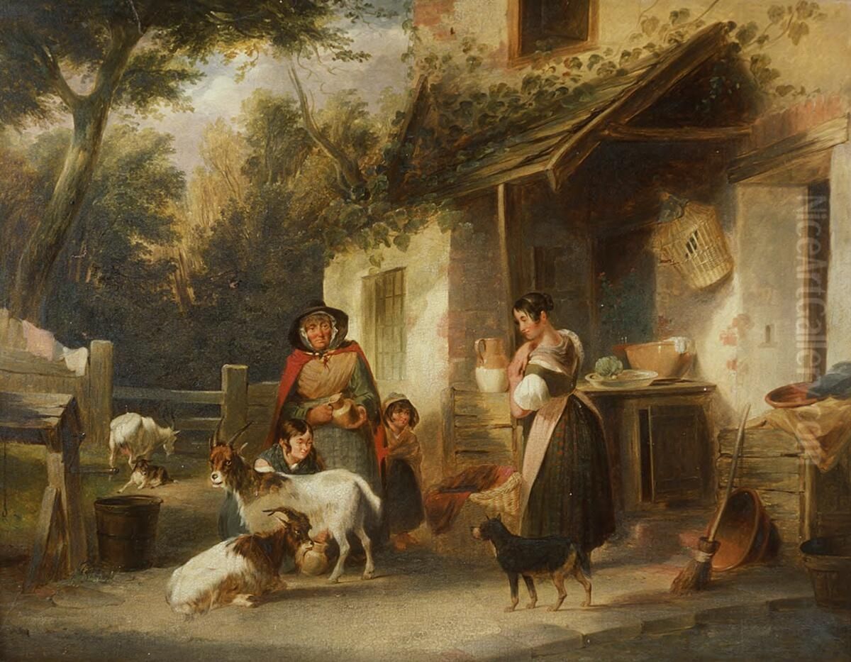 Farm scene, Wales? Oil Painting by William Shayer