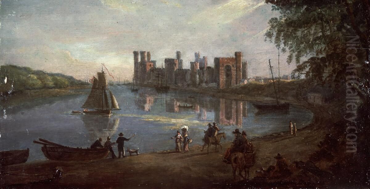 Caernarfon Castle Oil Painting by Paul Sandby